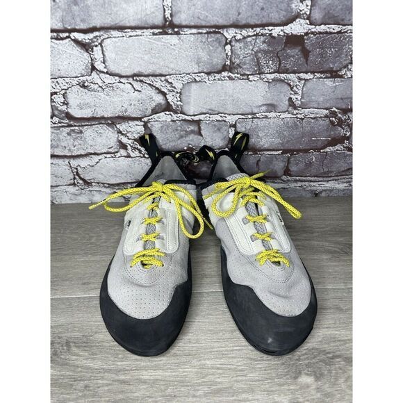 Evolv Defy Gray & Yellow Lace Up Climbing Shoes Fog Men Sz 12M US/46EU - Picture 2 of 16